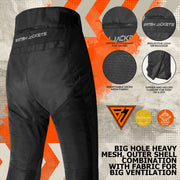 Motorbike Riding Trousers for Men- Men’s Breathable Mesh Riding Trousers- Lightweight Protective Motorbike Trousers