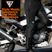 Motorbike Riding Trousers for Men- Men’s Breathable Mesh Riding Trousers- Lightweight Protective Motorbike Trousers