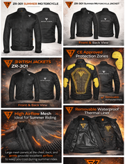 Men's Armoured Motorcycle Jacket | Waterproof Mesh Riding Jacket with CE Protectors
