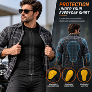 Men's  Motorcycle Mesh Shirt – Breathable 4-Way Stretch Riding Jacket with Removable Armour - British Jackets