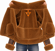 Men’s Brown Shearling Aviator Jacket – Vintage Flight Jacket with Plush Fur Collar - Genuine Leather, Faux Fur