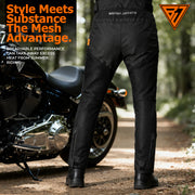 Motorbike Riding Trousers for Men- Men’s Breathable Mesh Riding Trousers- Lightweight Protective Motorbike Trousers