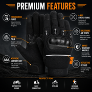Motorcycle Riding Gloves with Protective Knuckle Amour | Touchscreen Motorbike Gloves