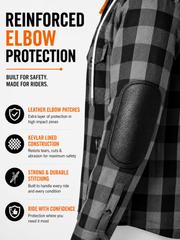Men's CE Kevlar Lined Motorcycle Riding Shirt with Armour | Detachable Hood Lumberjack Biker Jacket