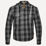 Men's CE Kevlar Lined Motorcycle Riding Shirt with Armour | Detachable Hood Lumberjack Biker Jacket