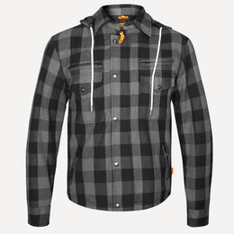 Men's CE Kevlar Lined Motorcycle Riding Shirt with Armour | Detachable Hood Lumberjack Biker Jacket