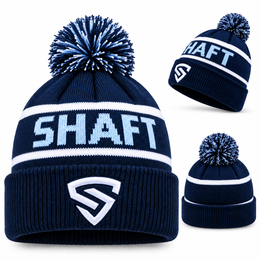 Unisex Navy Wool Winter Beanie Hat with Bobble Pom Pom – Warm Knitted Ski Cap