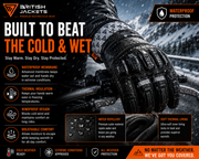 Men's CE Armored Leather Motorcycle Gloves | Winter Riding Gloves with Hard Knuckle Protection | Palm Slider