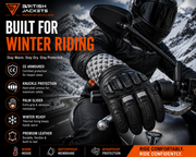 Men's CE Armored Leather Motorcycle Gloves | Winter Riding Gloves with Hard Knuckle Protection | Palm Slider