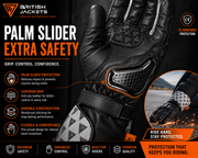 Men's CE Armored Leather Motorcycle Gloves | Winter Riding Gloves with Hard Knuckle Protection | Palm Slider